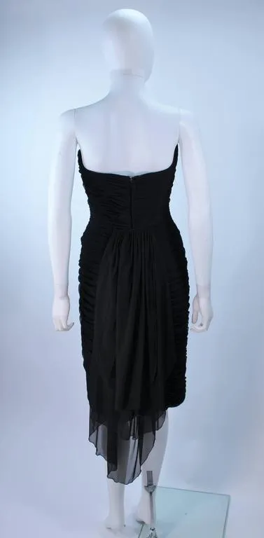 VICKY TIEL Black Stretch Mesh Beaded Cocktail Dress Size 6-8