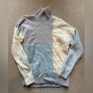 Vineyards Vines 100% Cashmere Patchwork Mockneck Sweater Blue Size XS