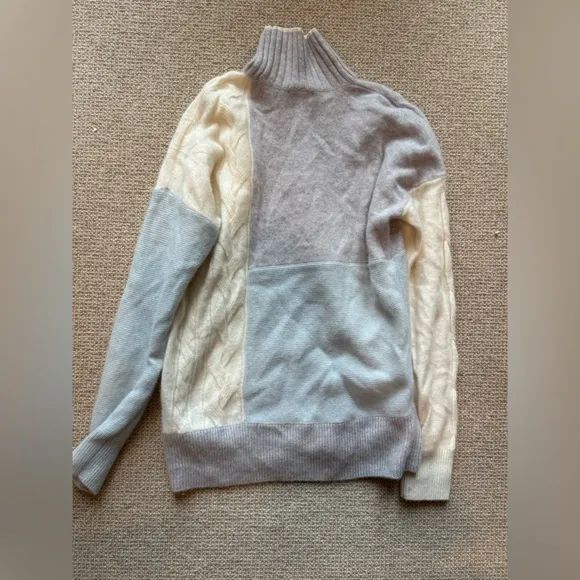 Vineyards Vines 100% Cashmere Patchwork Mockneck Sweater Blue Size XS