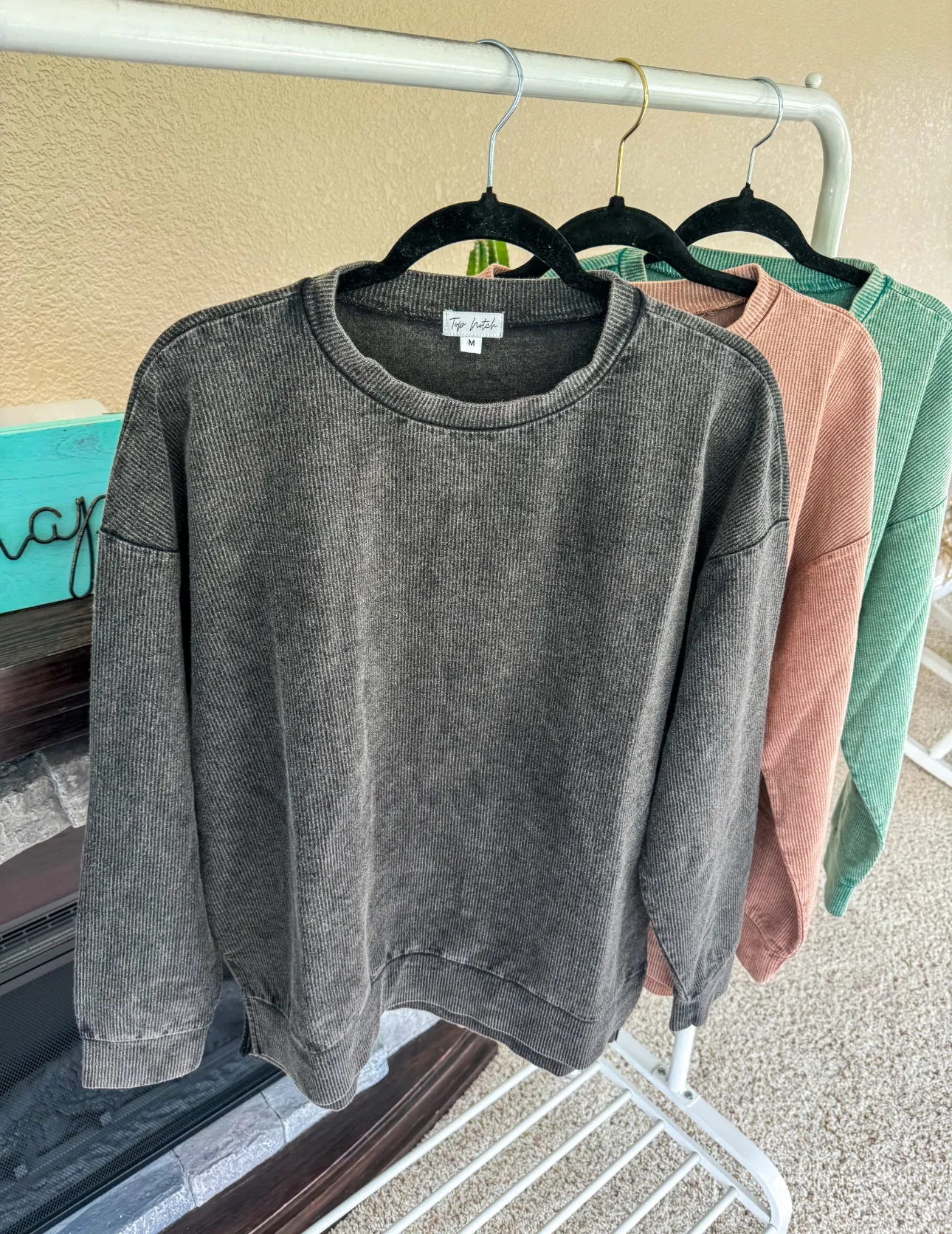 Washed Corded Crewneck