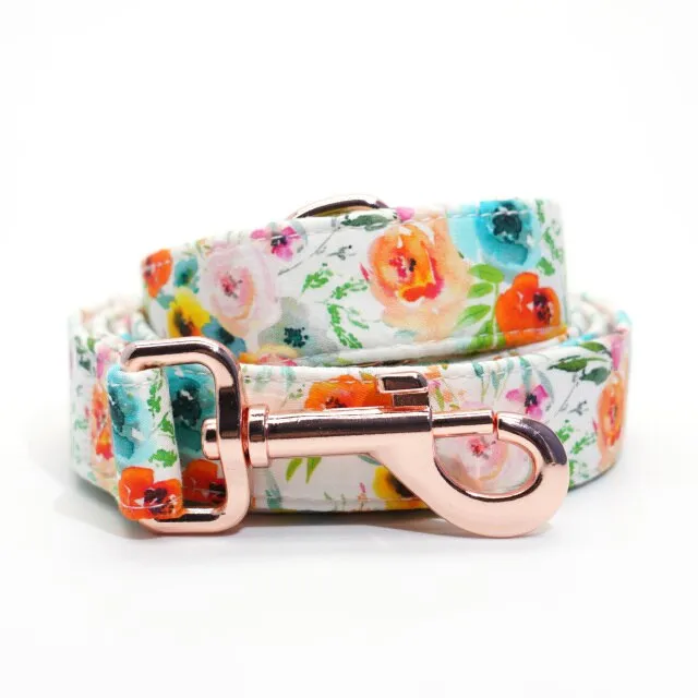 Watercolor Floral Flower Collar | Personalized Collar And Leash