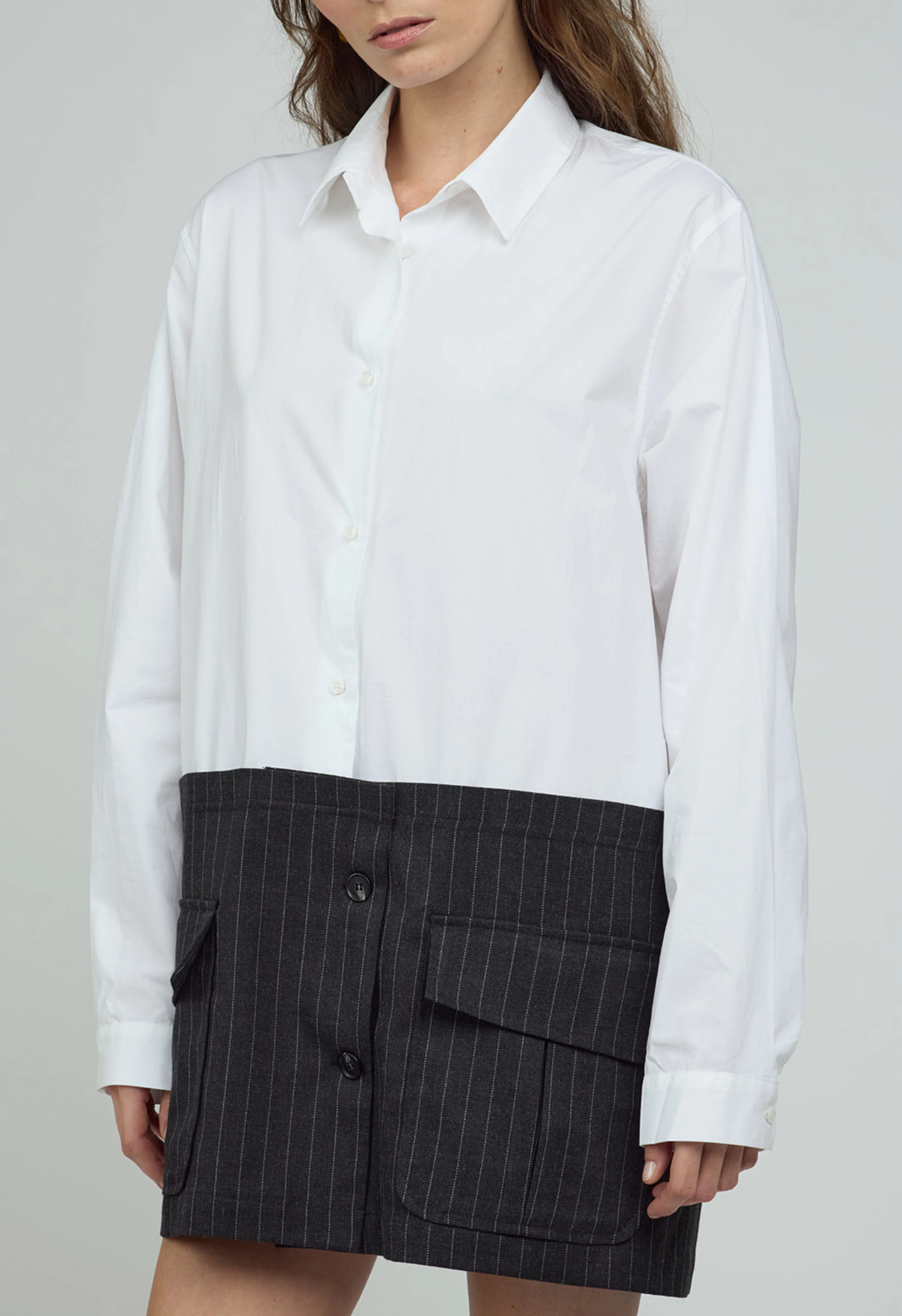 White Cotton-Poplin Shacket