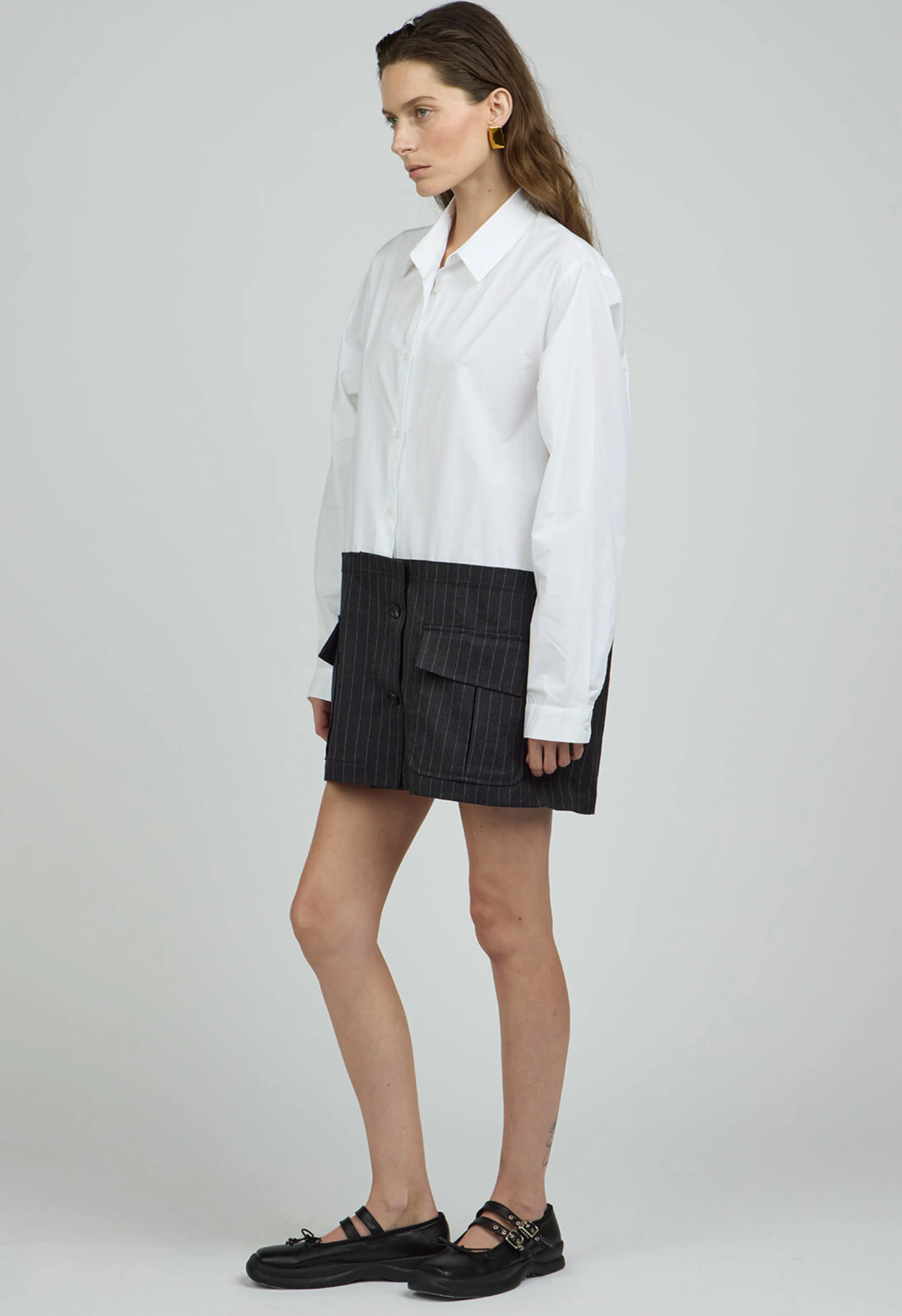 White Cotton-Poplin Shacket