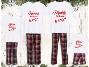 White Family Matching Christmas Personalised Tartan Pyjamas