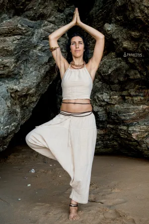 Wild Spirit Outfit ⋙⋘ Cotton Tie Top   3/4 Harem Pants ⋙ Natural Cotton