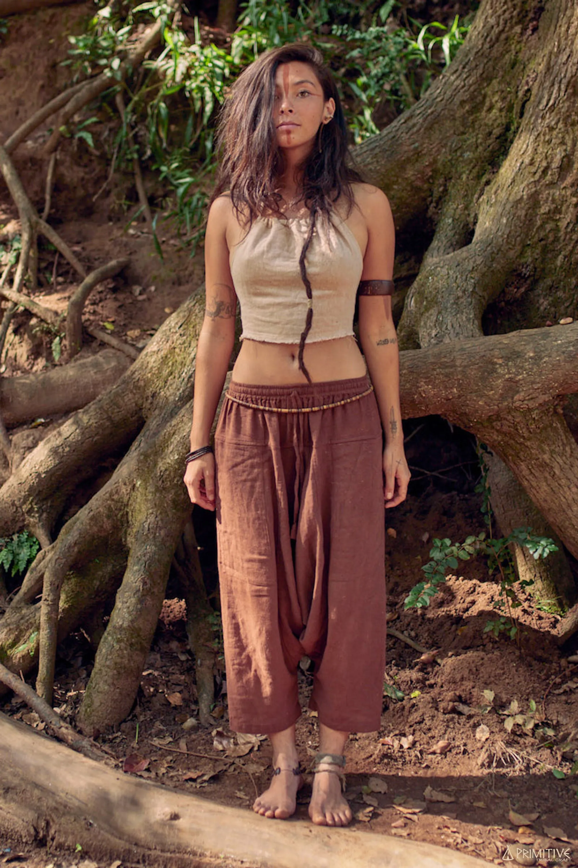 Wild Spirit Outfit ⋙⋘ Cotton Tie Top   3/4 Harem Pants ⋙ Natural Cotton