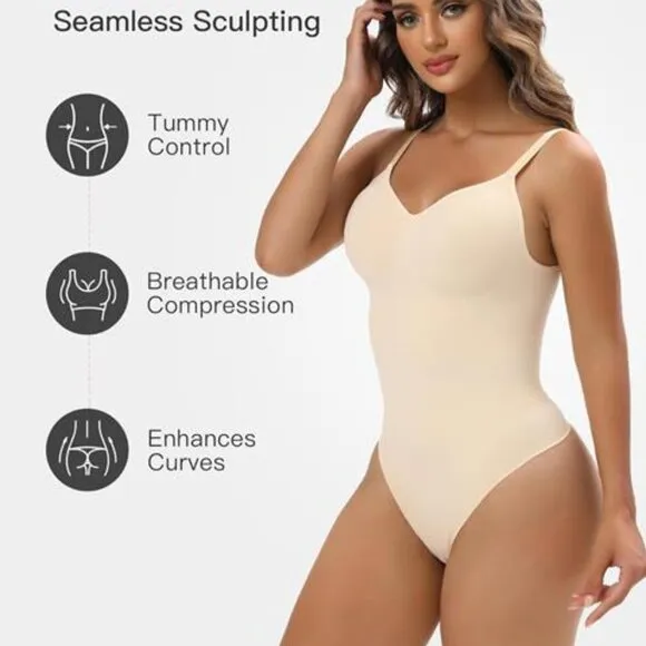 Women Shapewear Tummy Control Bodysuit Beige1