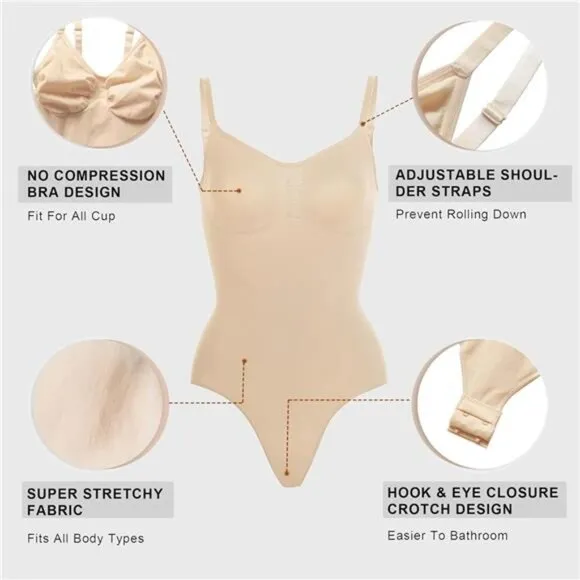 Women Shapewear Tummy Control Bodysuit Beige1