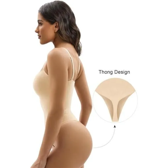 Women Shapewear Tummy Control Bodysuit Beige3