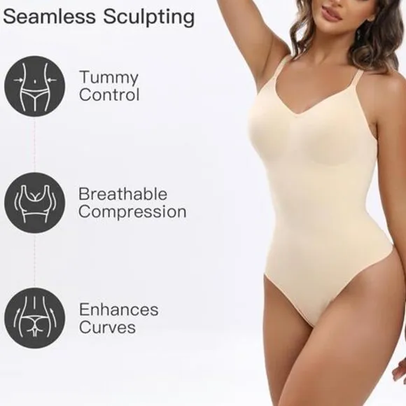Women Shapewear Tummy Control Bodysuit Beige3