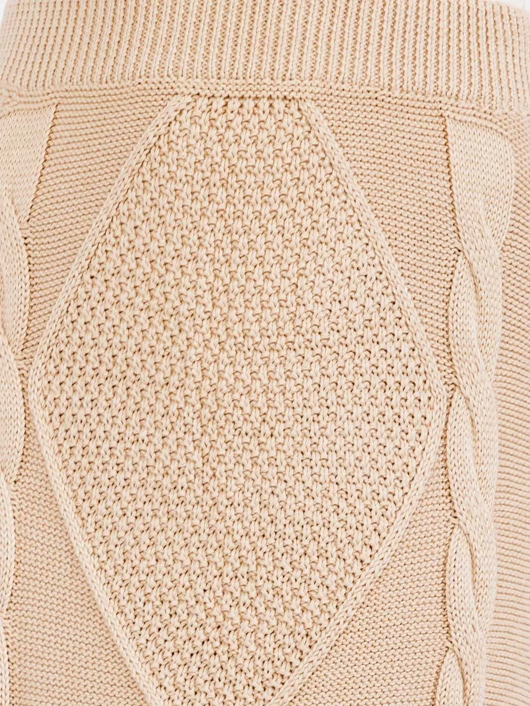 WOMEN'S ELASTIC WAIST KNIT DETAILED PENCIL MIDI SKIRT