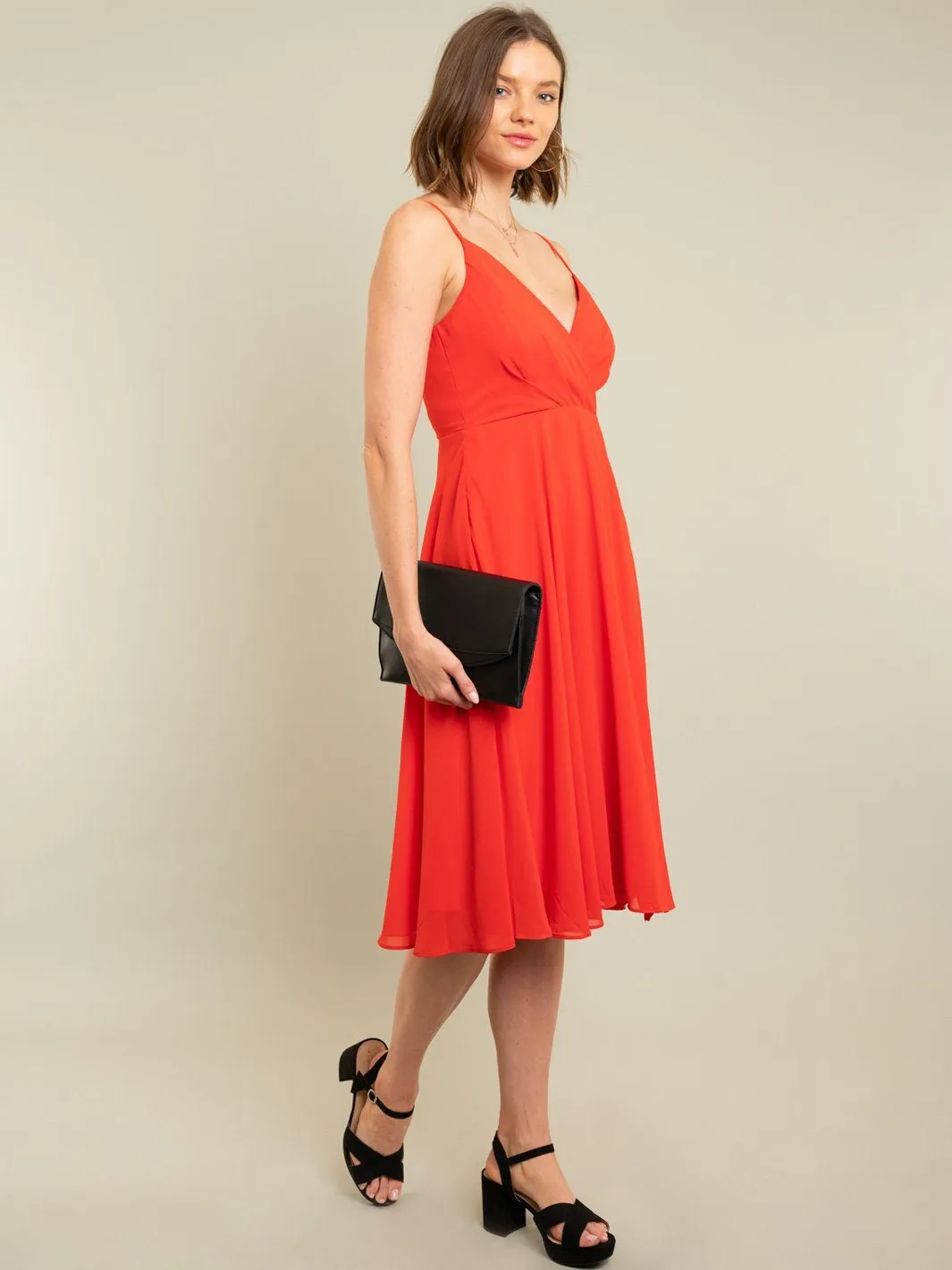 WOMEN'S RED MIDI DRESS