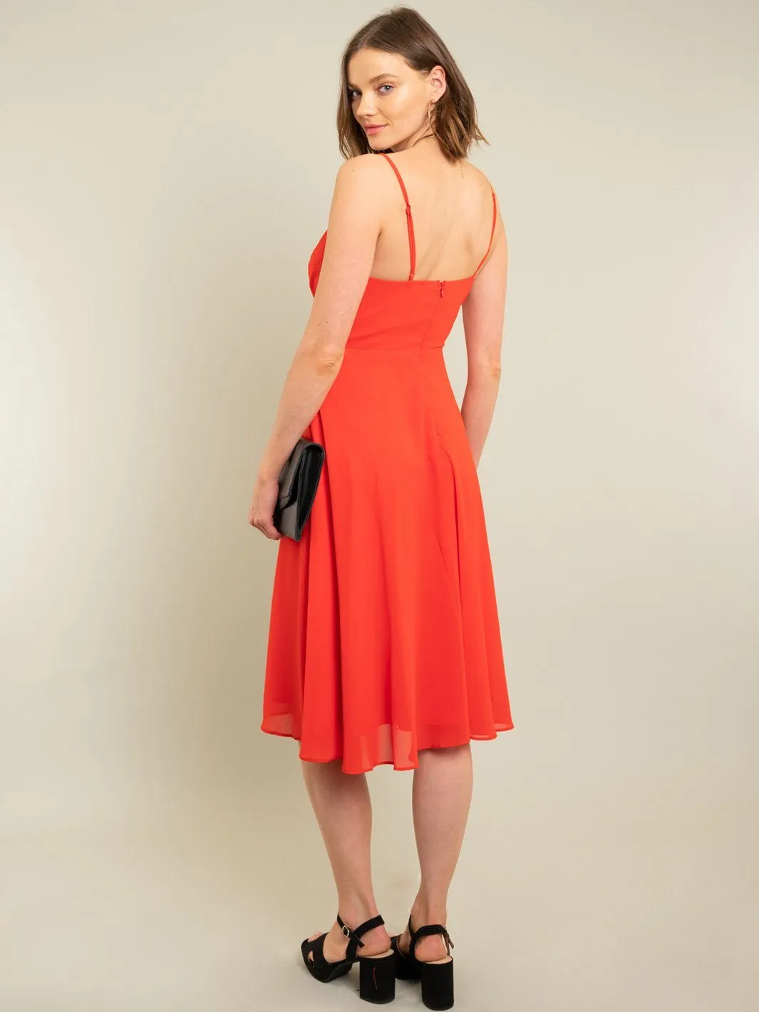 WOMEN'S RED MIDI DRESS