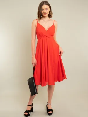 WOMEN'S RED MIDI DRESS