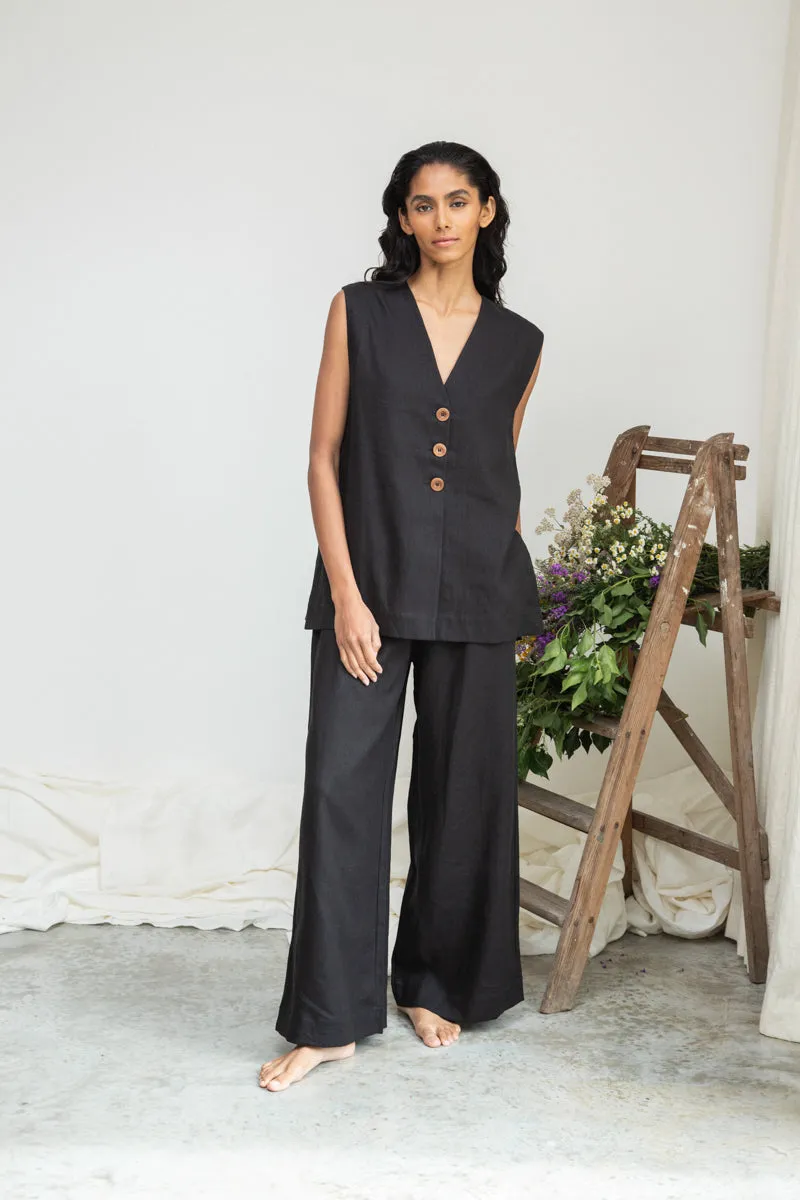 Wren-May Linen Vest in Black